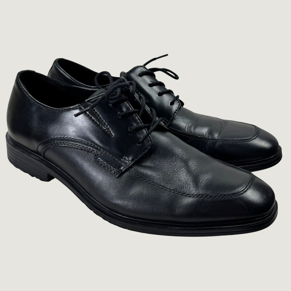 Kenneth Cole Dress Shoes Dice Lace Up B Mens 10.5 Black Leather Apron Toe Oxford